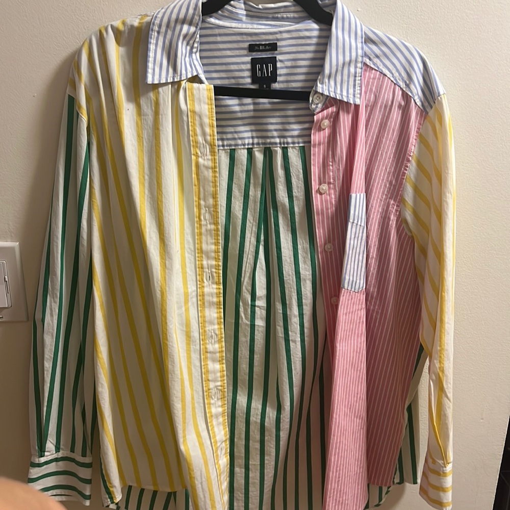 Colorful Gap striped oversize button down shirt